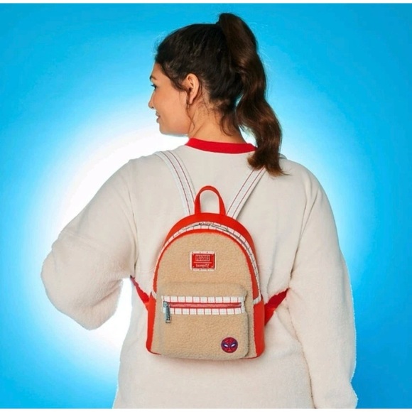 Disney Parks SpiderMan With Great Power Faux Fur Loungefly Mini Backpack New - Picture 3 of 4